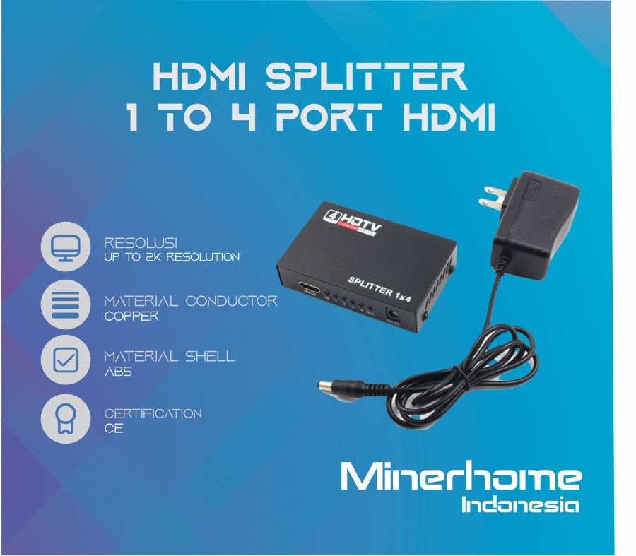HDMI Splitter 1 to 4 Port HDMI Support Resolution Up to 2K