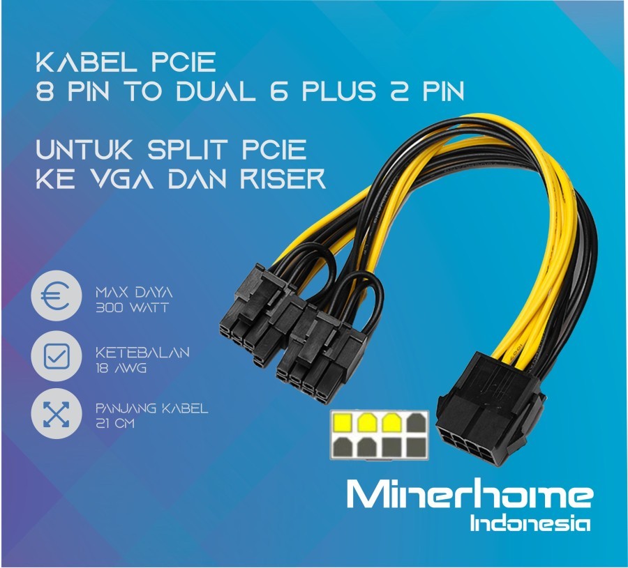 Kabel 8 Pin PCIE to Dual (6+2) Pin PCIE