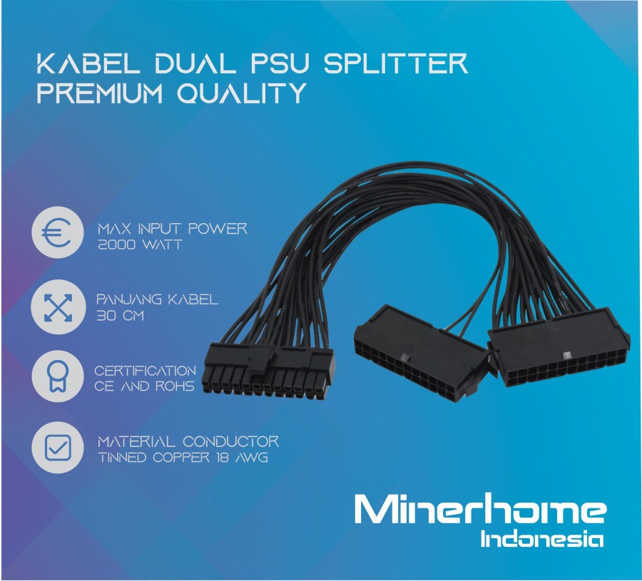Kabel Dual PSU ATX 24 Pin Motherboard