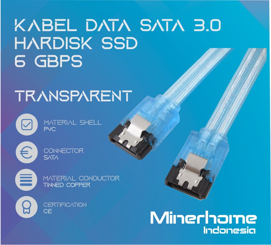 Kabel Data SATA 3.0 6 Gbps SSD/HDD Transparent High Quality I Varian Lurus/Siku