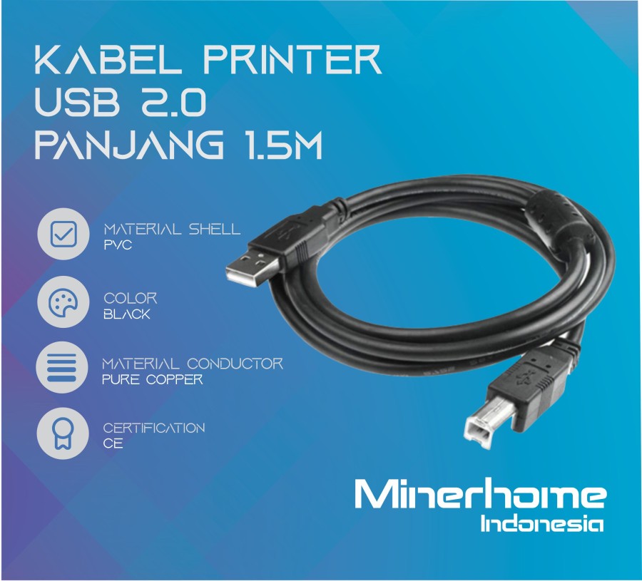 Kabel USB 2.0 Printer Type A Male to Type B Male – 3 Meter