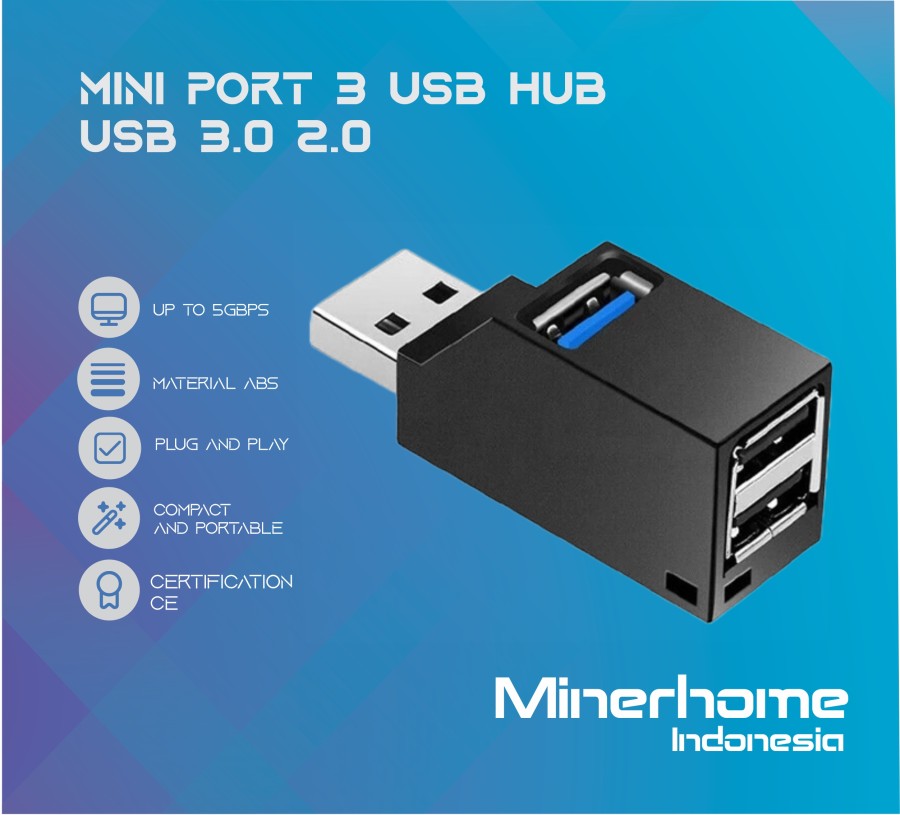 Mini 3 Port USB Hub USB 3.0 2.0 Super Speed