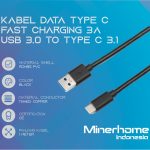 Kabel Data Type C Fast Charging 3A USB 3.0 to Type C 3.1