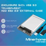 Enclosure Sata USB 3.0 Transparent SSD HDD External Case High Quality