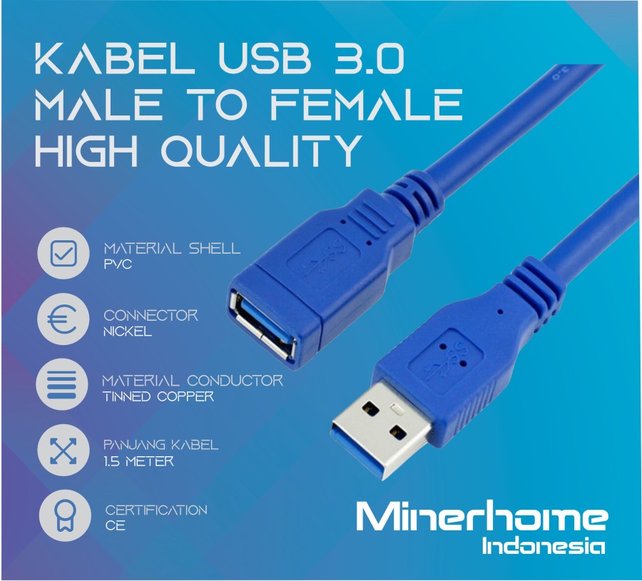 Kabel USB 3.0 Male to Female High Quality