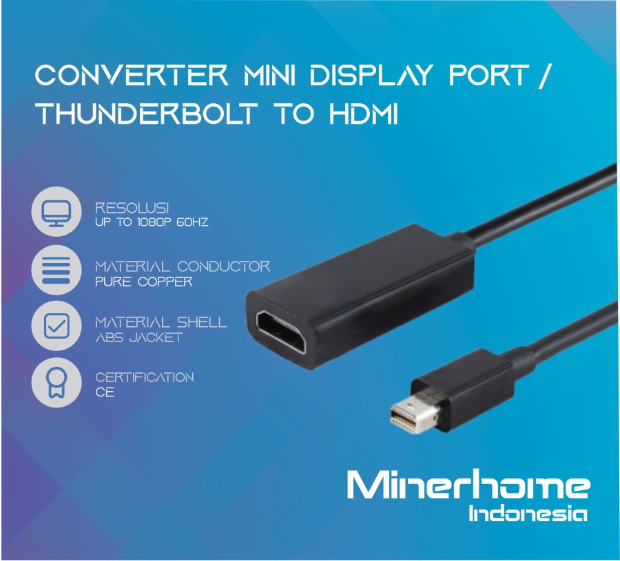 Converter Adapter Mini Display Port / Thunderbolt to HDMI High Quality