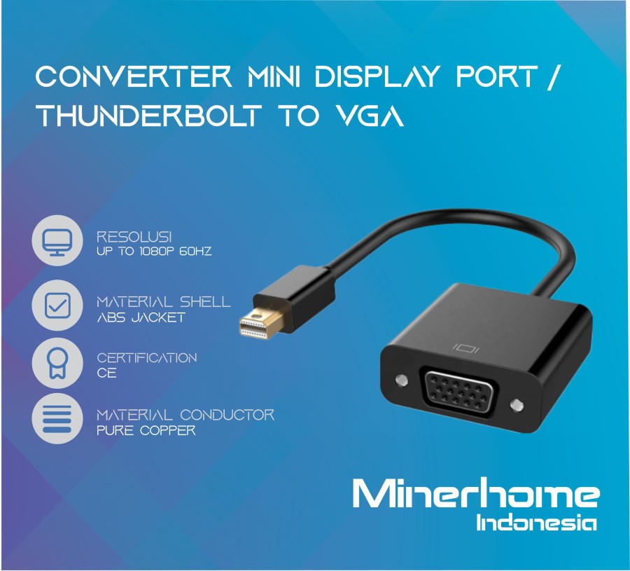 Converter Adapter Mini Display Port / Thunderbolt to VGA High Quality