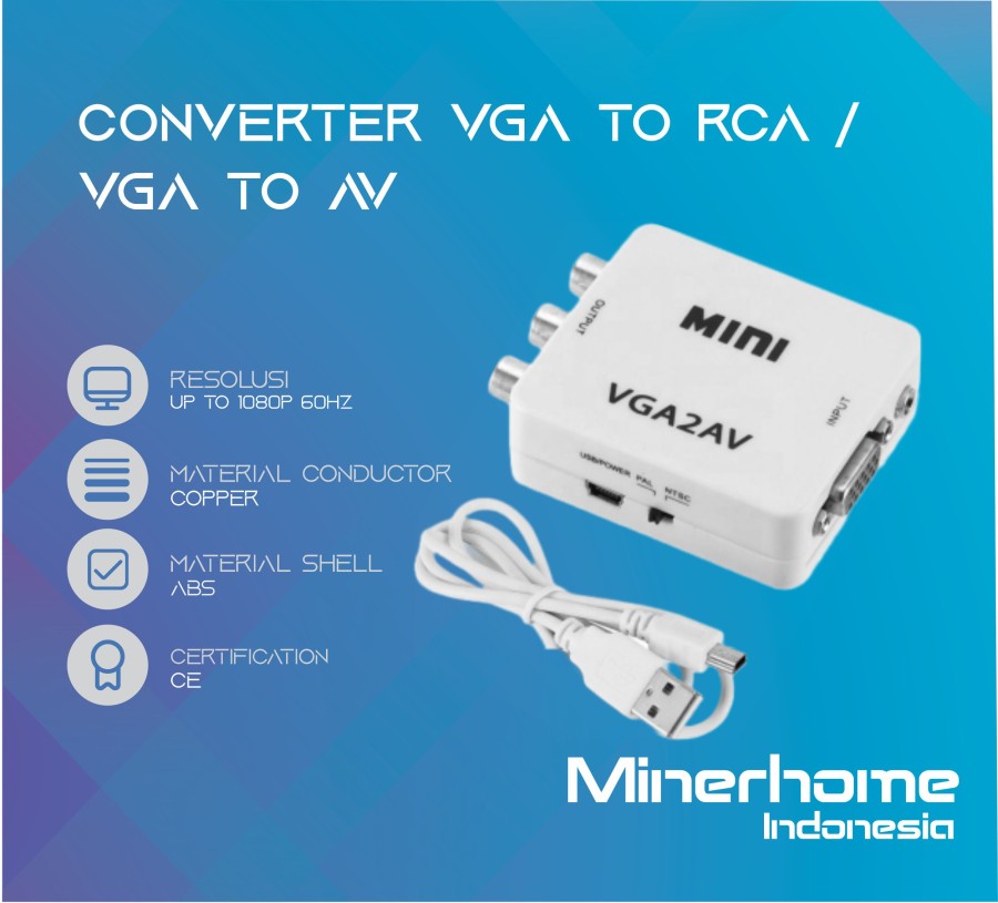 Converter Adapter VGA to RCA / VGA to AV High Quality