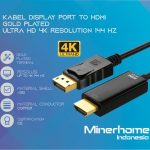 Kabel Display Port / DP to HDMI Gold Plated 4K 144Hz High Quality