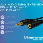 Kabel Aux Audio 3.5mm Male to Female Gold Plated