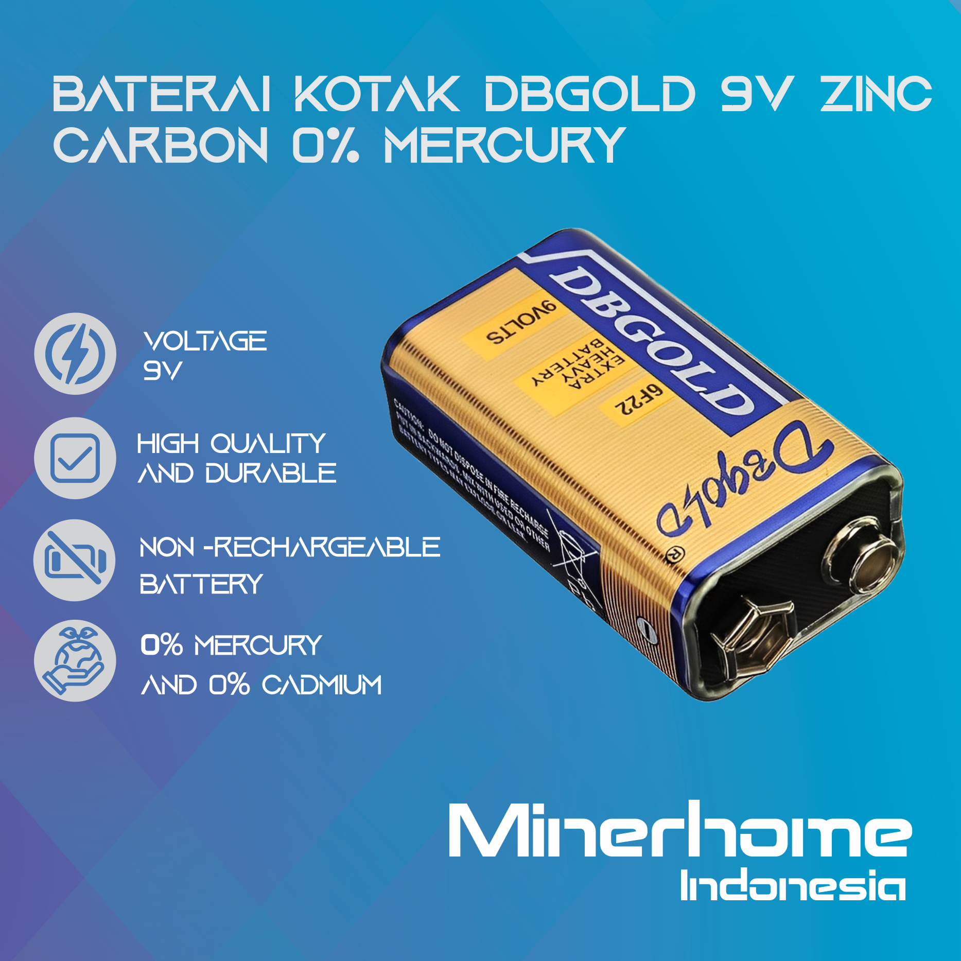 Baterai Kotak DBGOLD 9V Zinc Carbon 0% Mercury