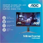 Monitor Gaming LED AOC C27G2Z/70 27 inch Curved 240Hz FHD