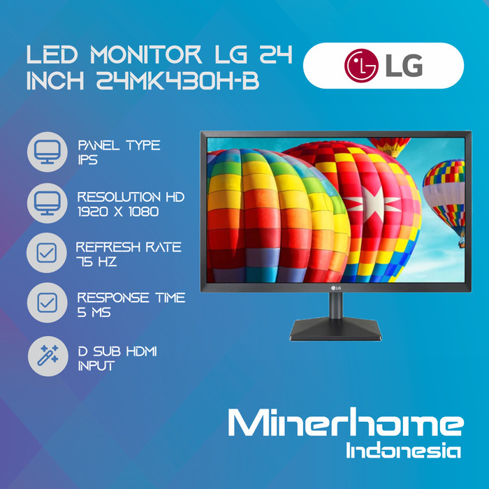 Monitor LED 24 inch LG 24MK430H-B IPS Full HD 75Hz Freesync